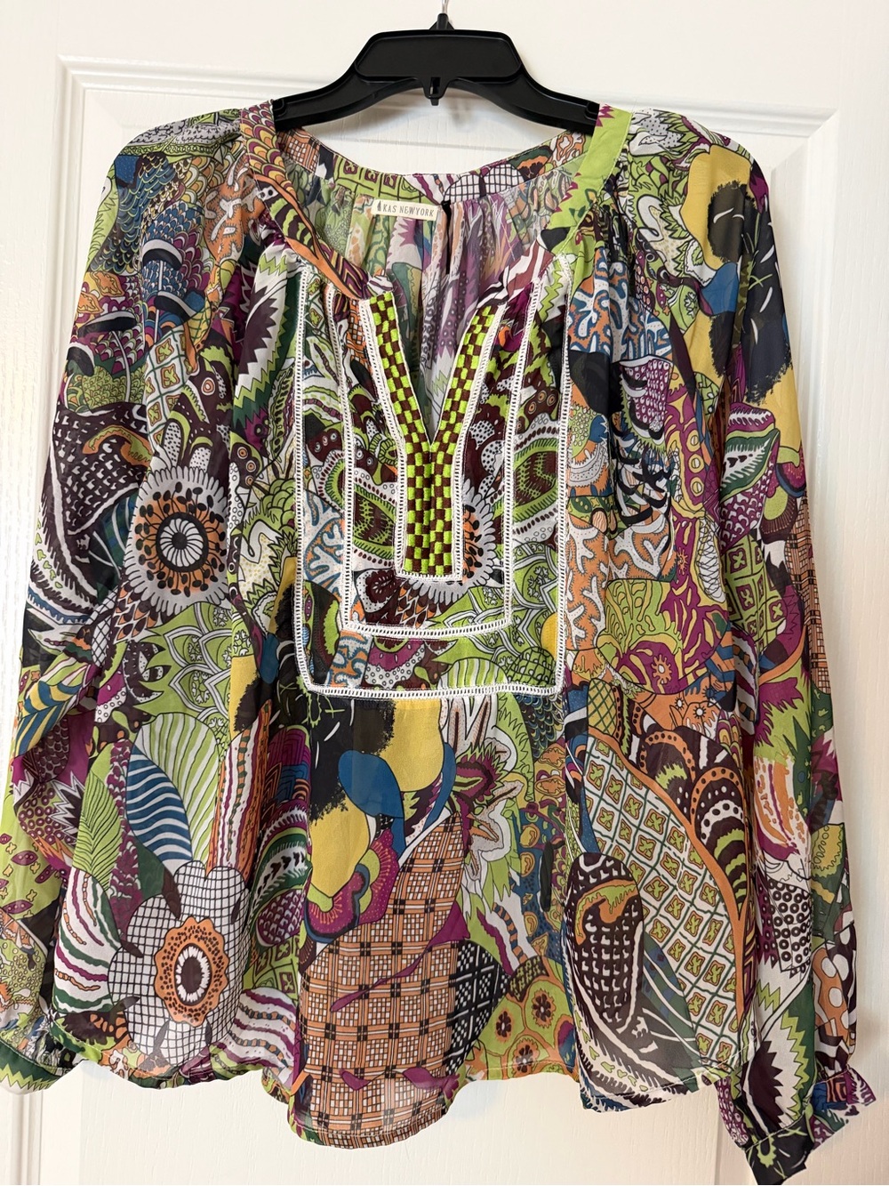 AKA New York Multicolor Floral Peasant Blouse, size M